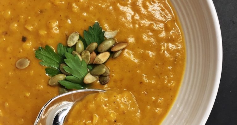 Indian Spiced Pumpkin and Lentil Soup