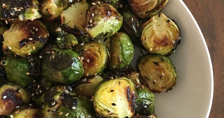 Roasted Brussels Sprouts with Sriracha, Honey & Lime